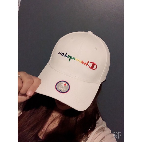 Champion Rainbow Script Logo Pride Hat White NWT - Picture 7 of 9
